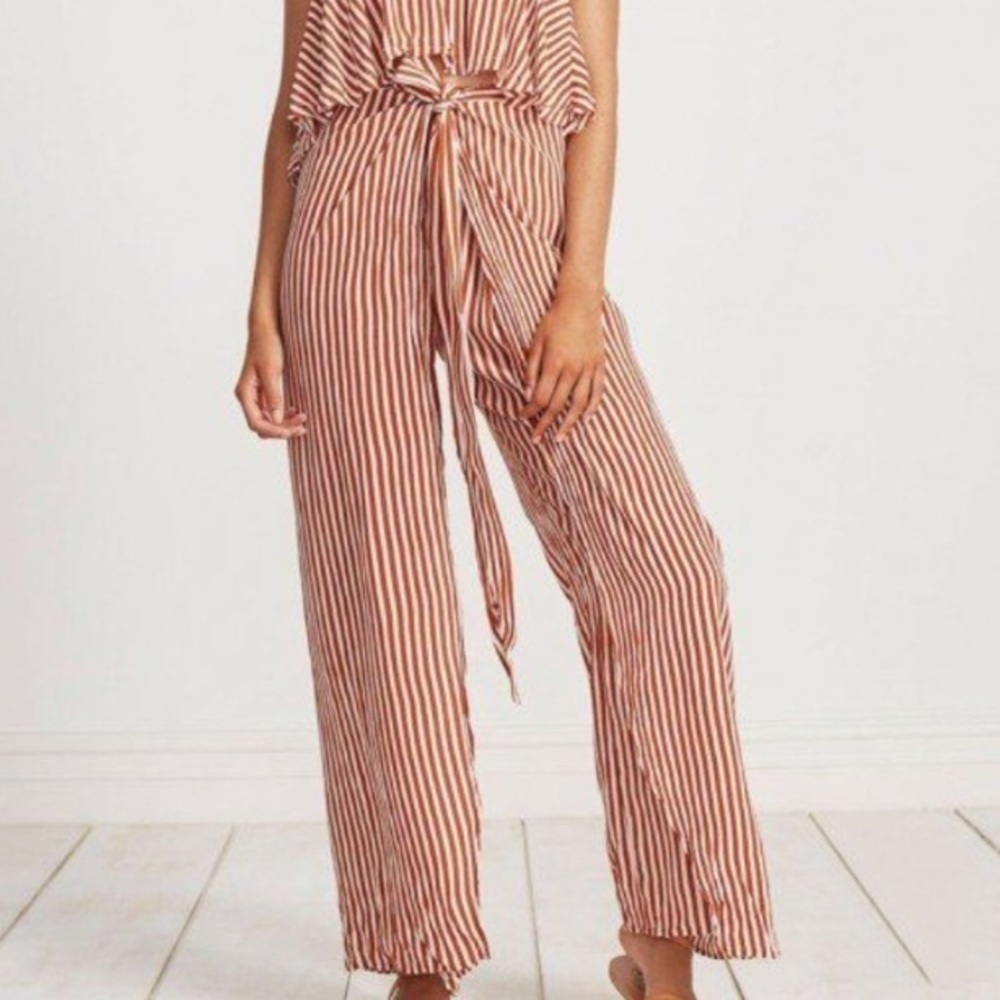 NWT Faitfull The Brand Es Torrent High Rise Sarong Pants In Brighton Stripe
